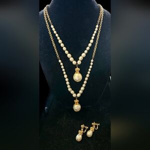 Vintage Miriam Haskell Baroque Pearl & Goldtone Jewelry Set